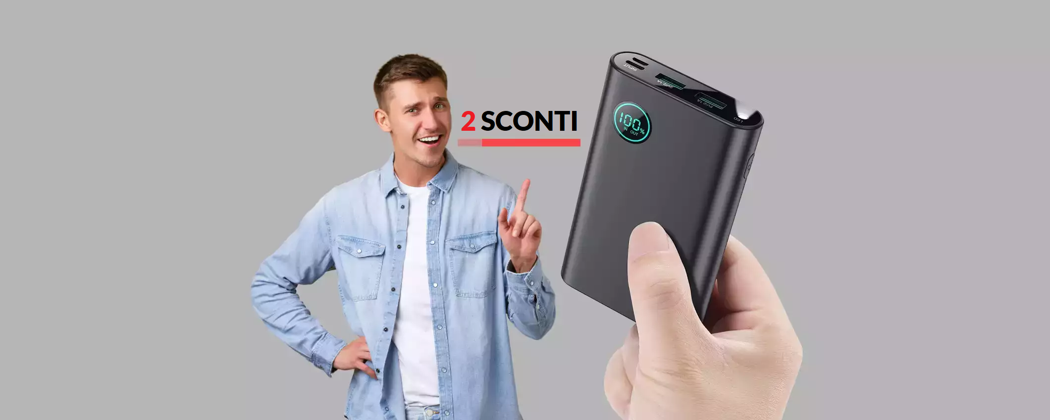 Powerbank multifunzione, la usi anche come torcia: bastano 14€