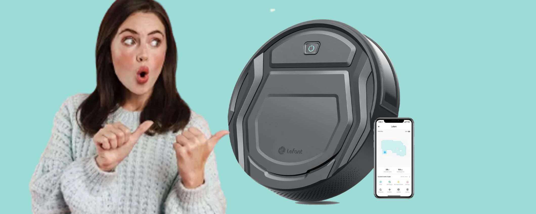 Robot aspirapolvere Smart LEFANT: doppio sconto FOLLE (58%+coupon 10€) Robot aspirapolvere Smart LEFANT: doppio sconto FOLLE (58%+coupon 10€)