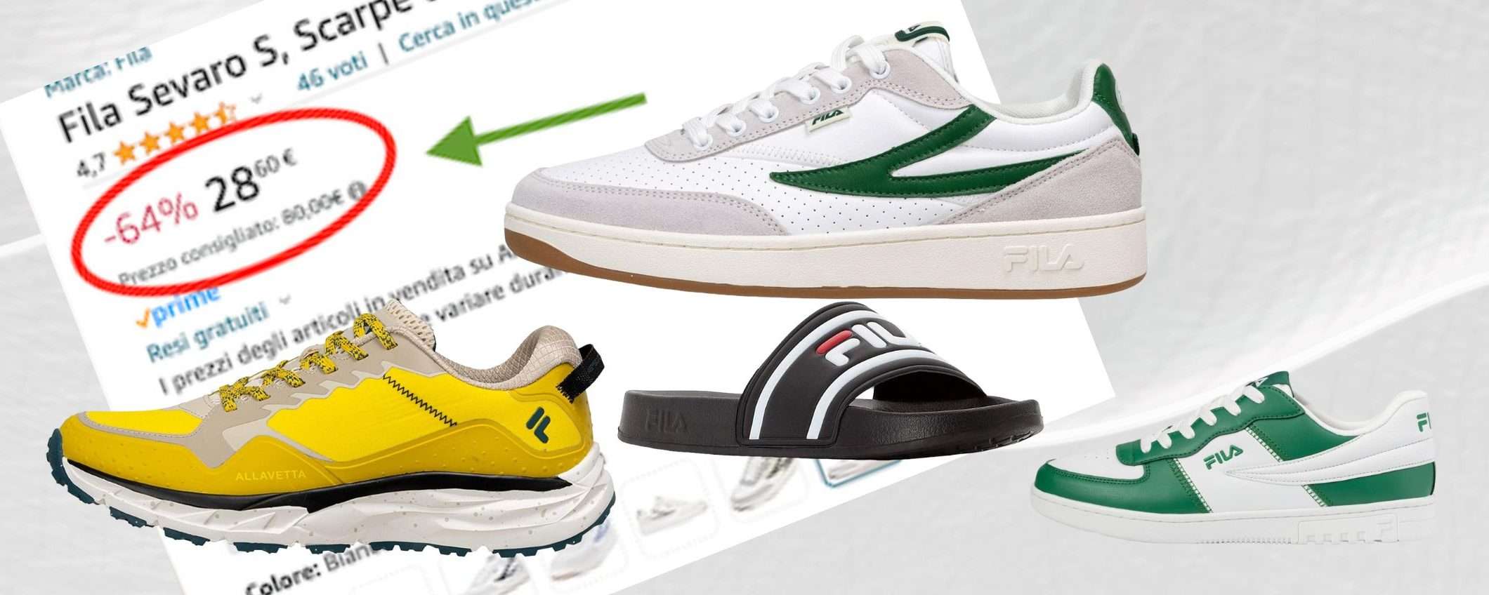 Scarpe Fila da 16€ su Amazon: SVENDITA PIENA con sconti fino al 64% Scarpe Fila da 16€ su Amazon: SVENDITA PIENA con sconti fino al 64%