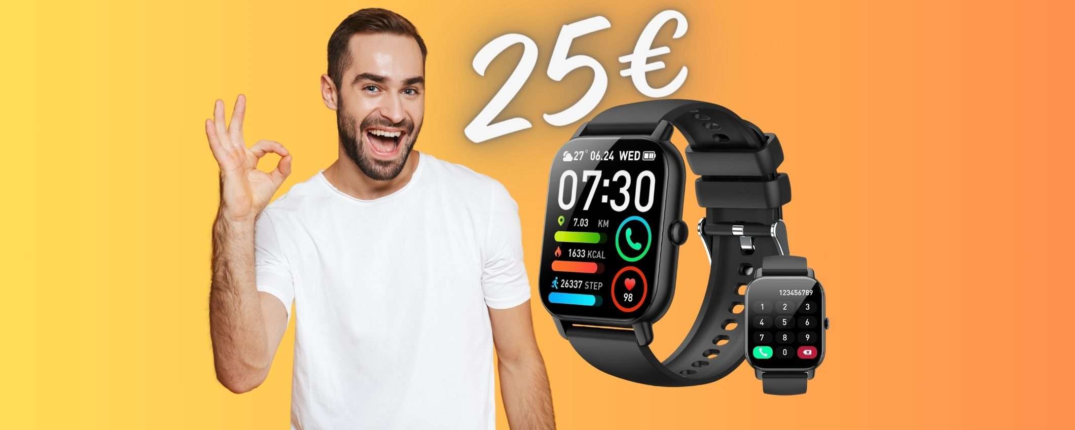 Smartwatch con 112 profili sport e microfono per chiamate a 25€ Smartwatch con 112 profili sport e microfono per chiamate a 25€