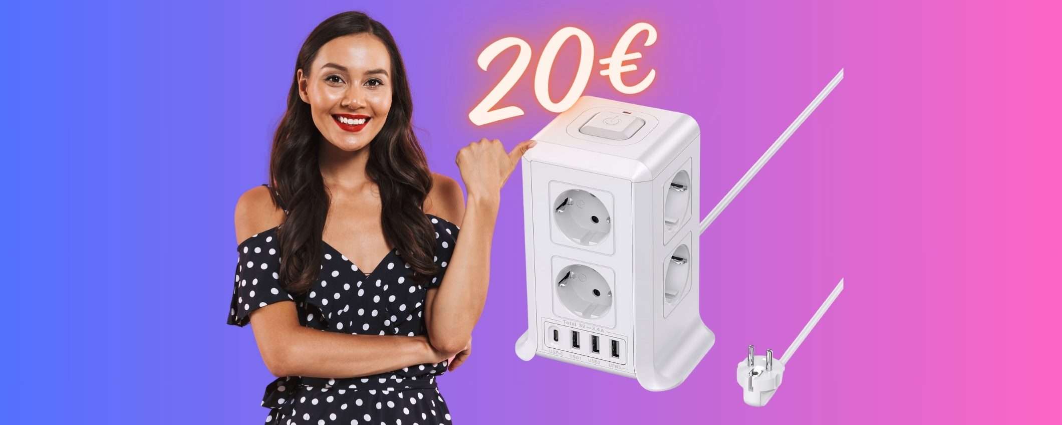 Solo 20€ per questa torretta multipresa con 8 prese e 4 USB (Amazon) Solo 20€ per questa torretta multipresa con 8 prese e 4 USB (Amazon)
