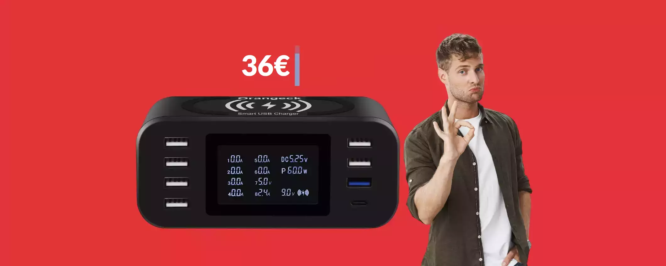 Stazione di ricarica multiporta a soli 36€: funziona anche in wireless