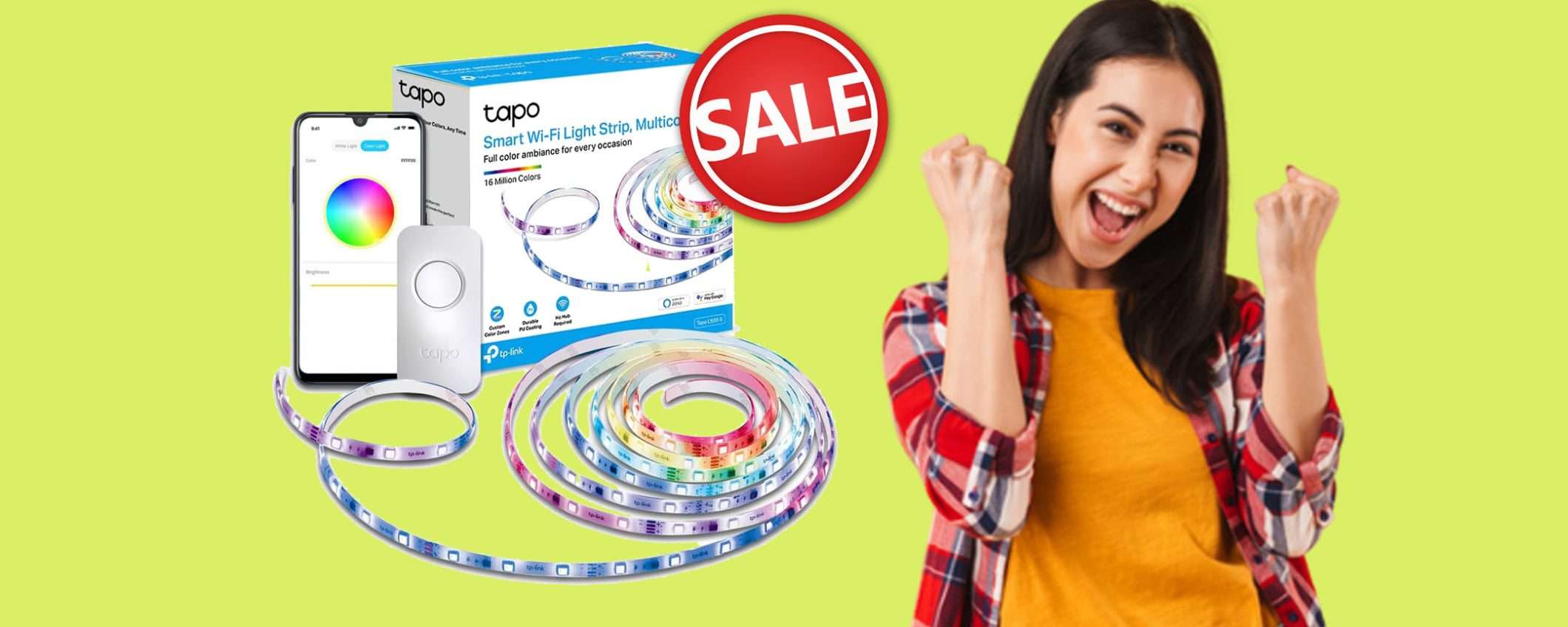Striscia LED Smart Tapo L920-5: sconto BOMBA del 34% Striscia LED Smart Tapo L920-5: sconto BOMBA del 34%
