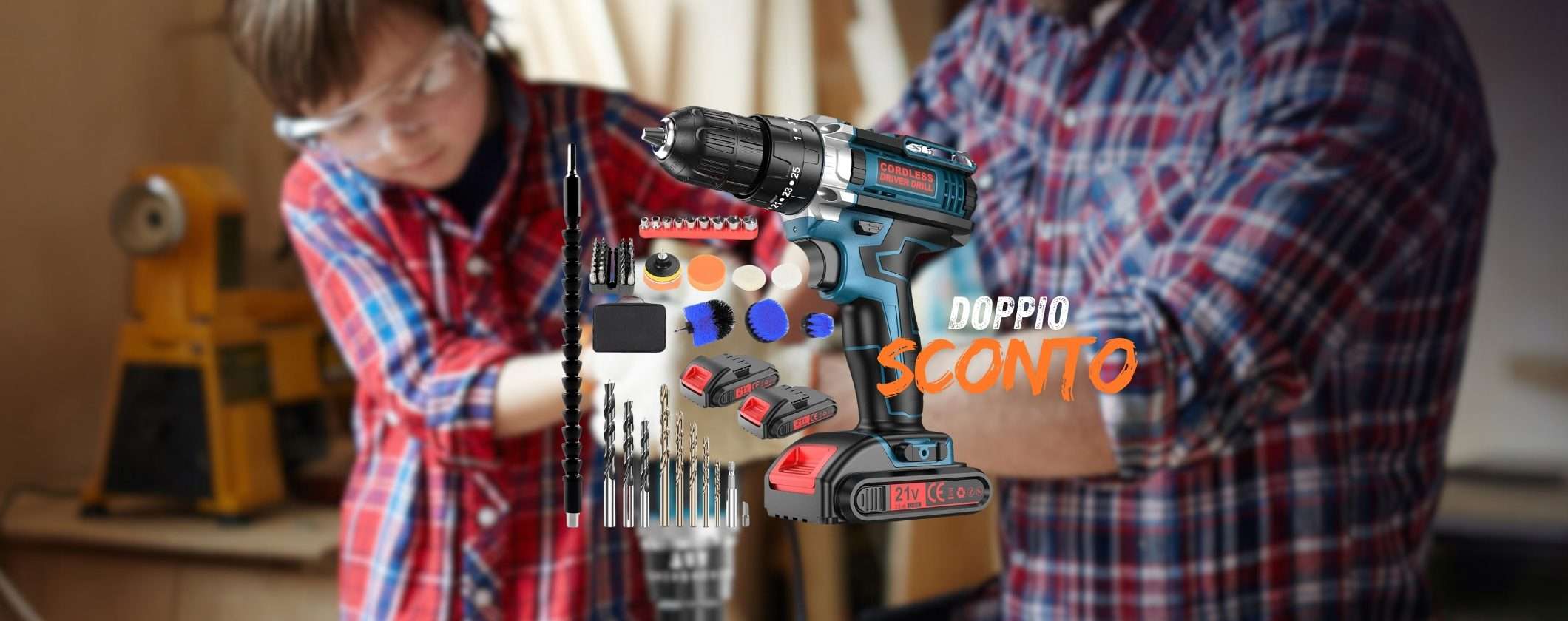 Trapano Avvitatore INARRESTABILE con 61 accessori in DOPPIO SCONTO Trapano Avvitatore INARRESTABILE con 61 accessori in DOPPIO SCONTO