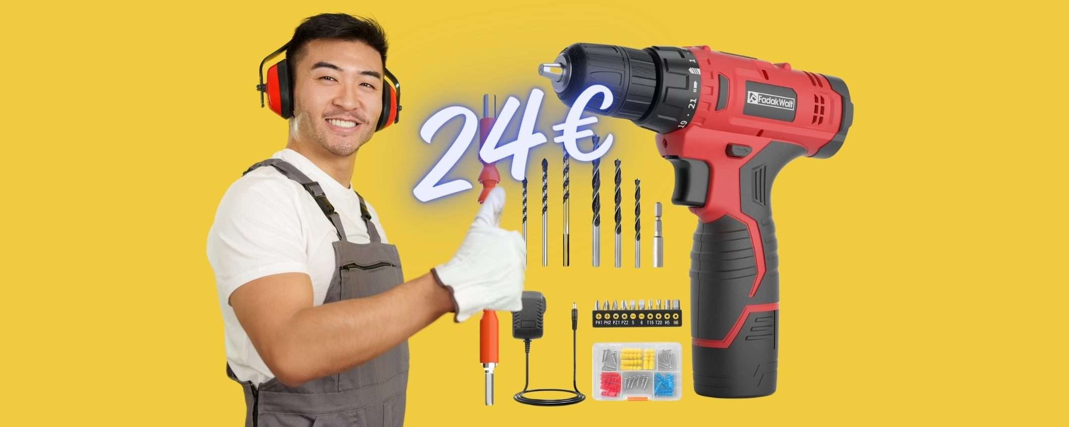 Trapano avvitatore a batteria con accessori a PREZZO BOMBA (solo 24€) Trapano avvitatore a batteria con accessori a PREZZO BOMBA (solo 24€)