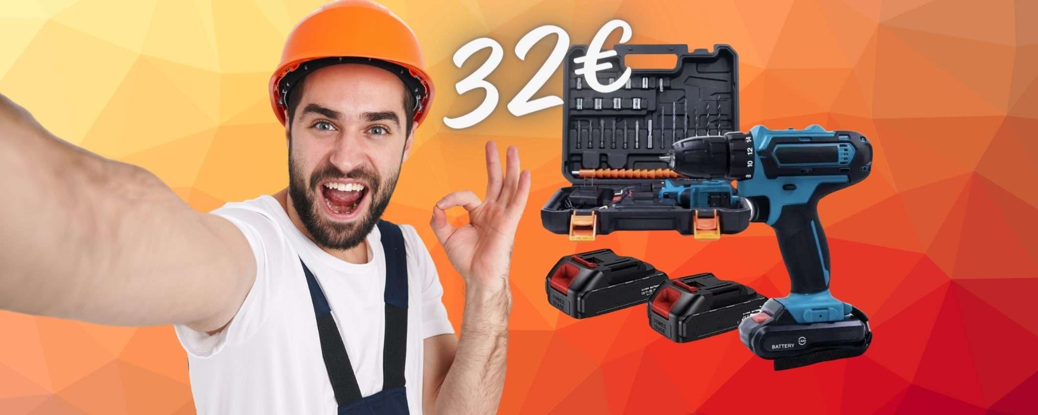Trapano avvitatore con valigetta, accessori e 2 batterie a SOLI 32€ Trapano avvitatore con valigetta, accessori e 2 batterie a SOLI 32€
