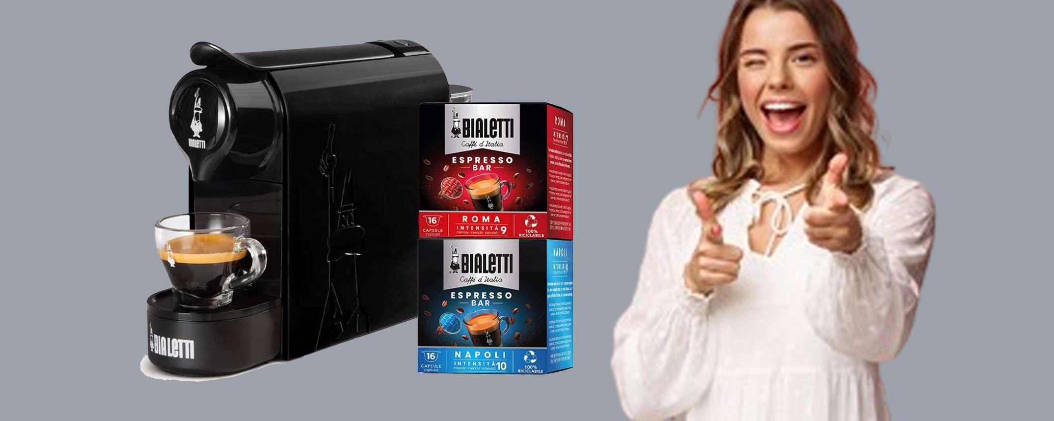 Bialetti Gioia + 32 capsule omaggio: sconto SUPER del 22% Bialetti Gioia + 32 capsule omaggio: sconto SUPER del 22%