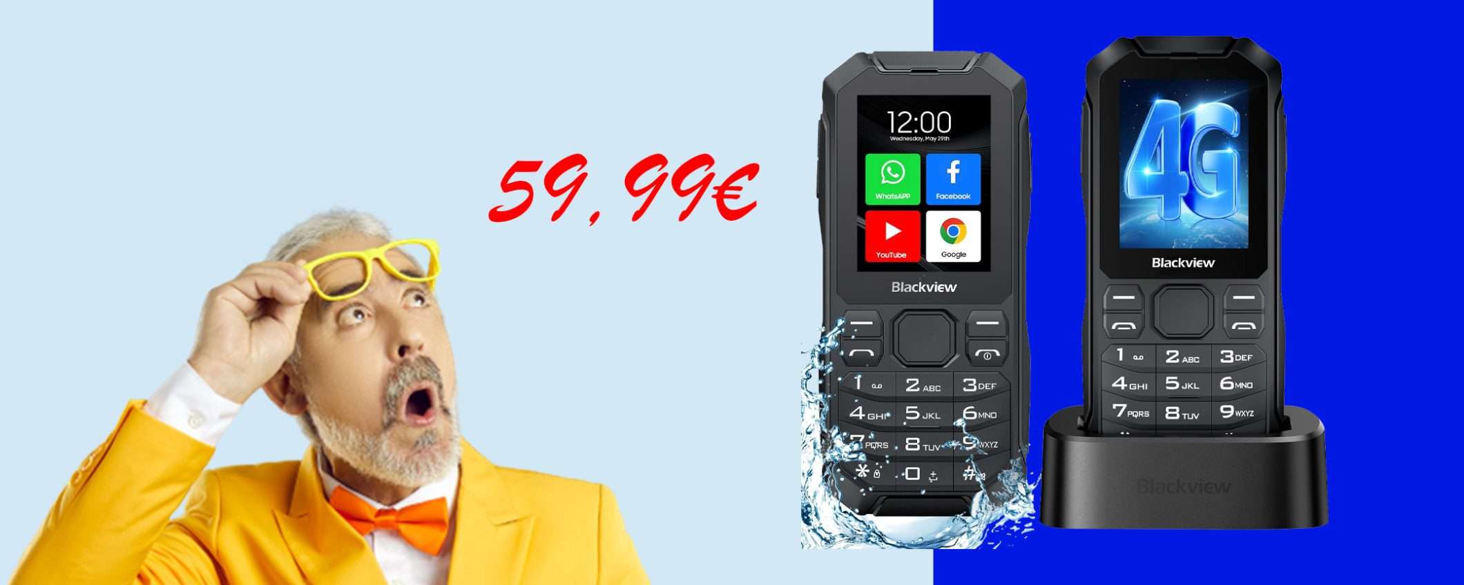 Cellulare Blackview per anziani: sconto 40%+coupon 50% (59,99€) Cellulare Blackview per anziani: sconto 40%+coupon 50% (59,99€)