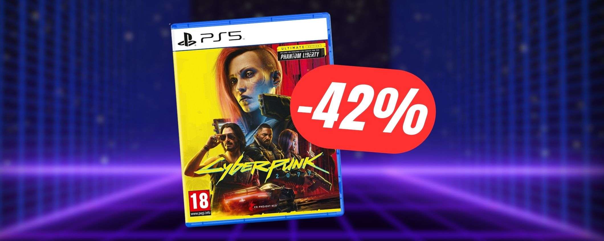 Cyberpunk 2077 Ultimate Edition per PS5 è SCONTATO al -42% in meno! Cyberpunk 2077 Ultimate Edition per PS5 è SCONTATO al -42% in meno!