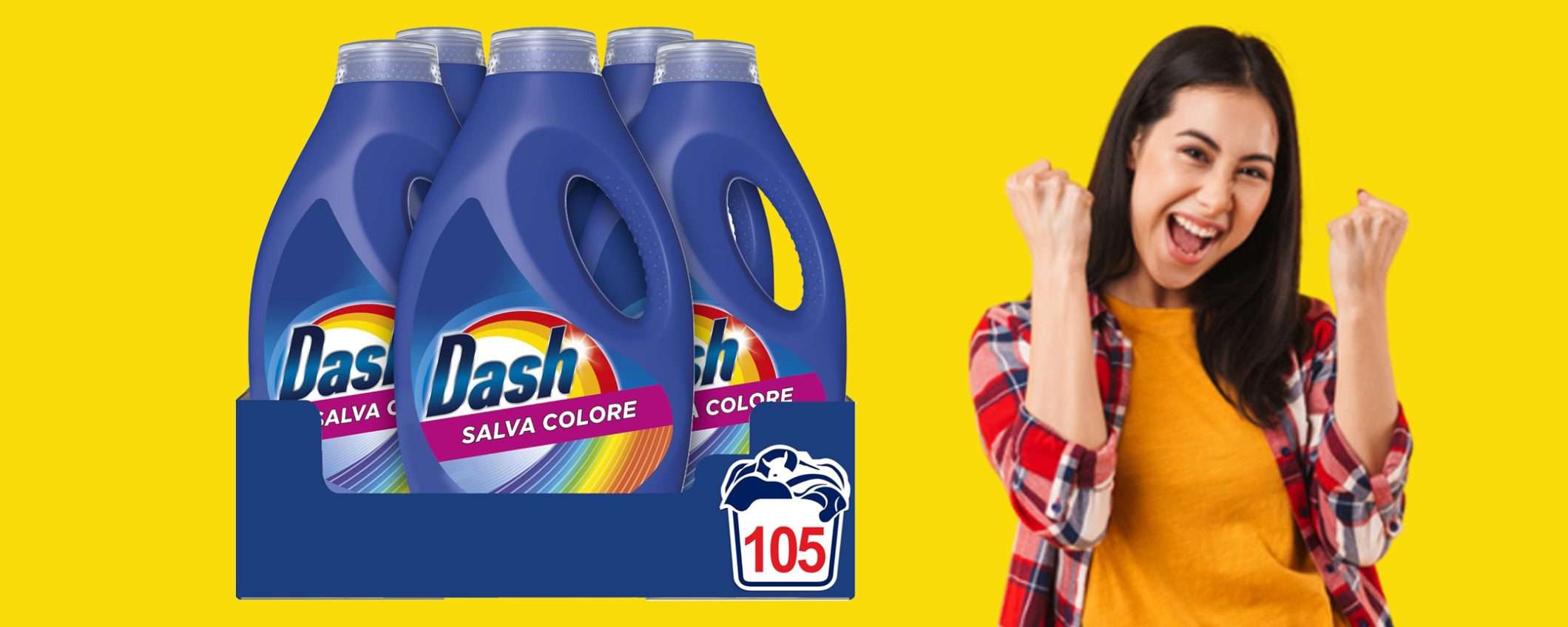 Dash Detersivo liquido lavatrice 105 lavaggi: sconto SUPER del 38% Dash Detersivo liquido lavatrice 105 lavaggi: sconto SUPER del 38%