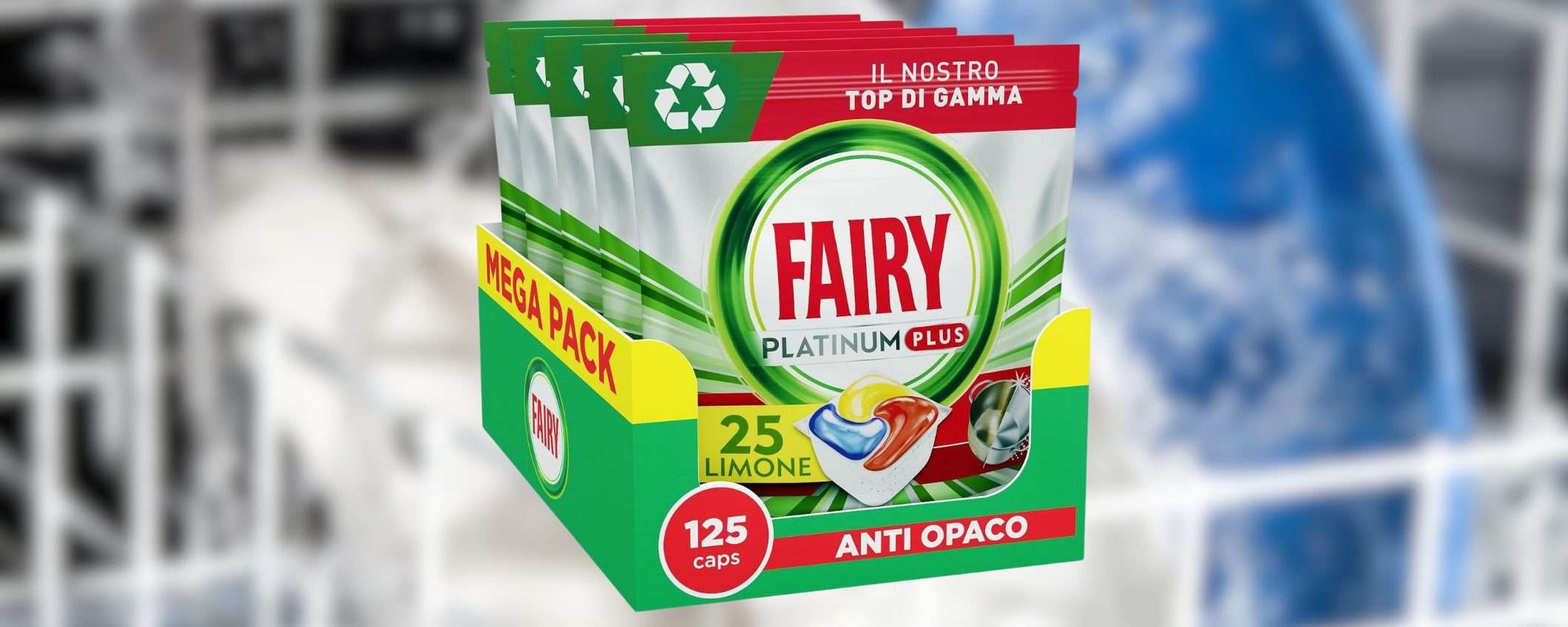 125 capsule Fairy Platinum Plus per lavastoviglie a PREZZO SCORTA (-35%) 125 capsule Fairy Platinum Plus per lavastoviglie a PREZZO SCORTA (-35%)