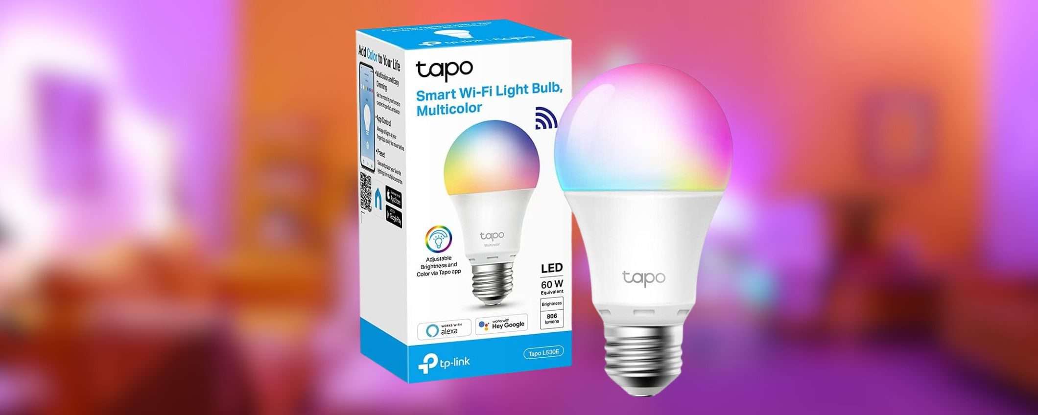 Lampadina smart WiFi TP-Link: E27 e multicolore a meno di 10 euro su Amazon Lampadina smart WiFi TP-Link: E27 e multicolore a meno di 10 euro su Amazon