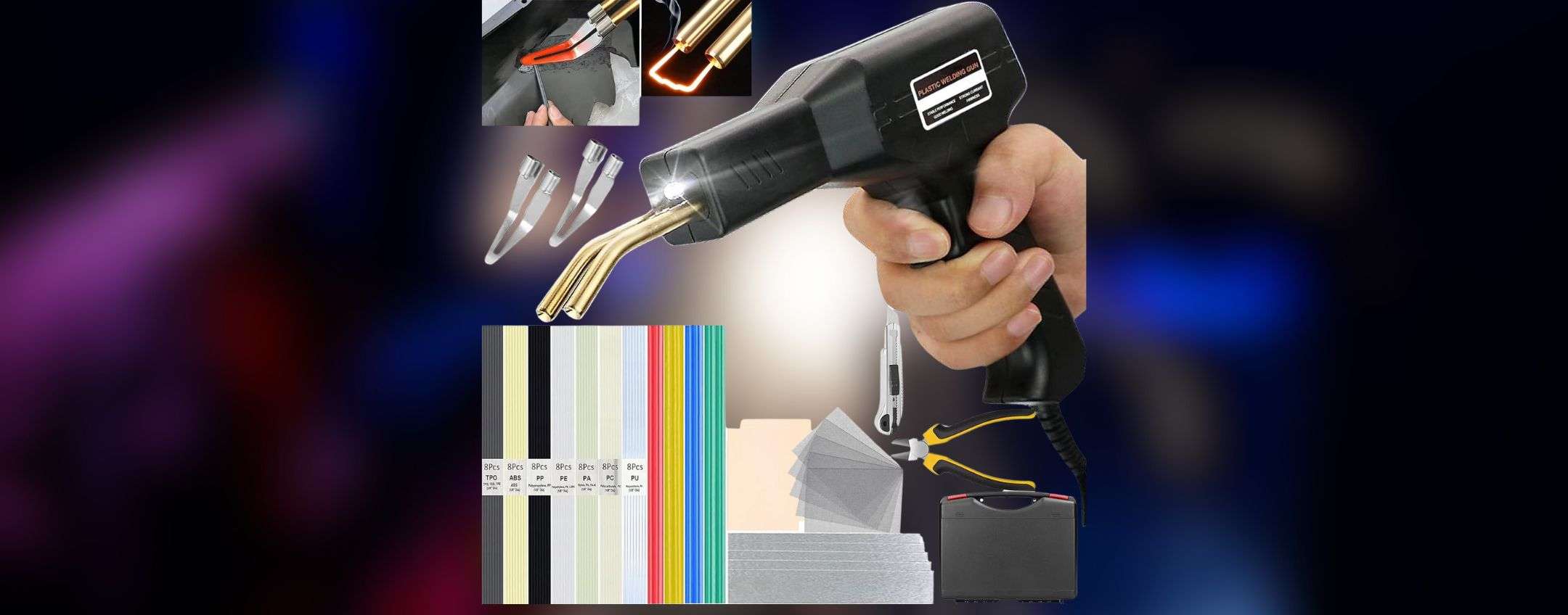 Saldatrice Plastica 220W Kit - Per Riparare Paraurti Auto, Con 800 Chiodi E Accessori