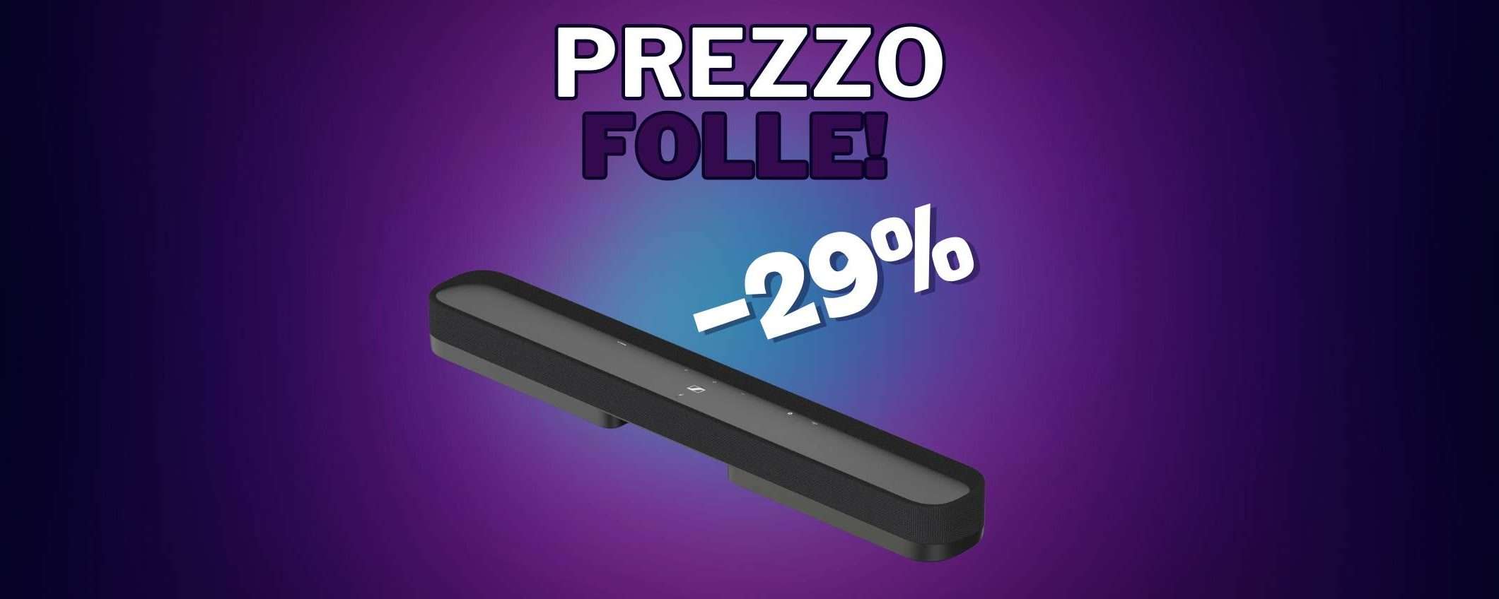 Top di gamma soundbar Sennheiser mini AMBEO, prezzo SHOCK (-29%) Top di gamma soundbar Sennheiser mini AMBEO, prezzo SHOCK (-29%)