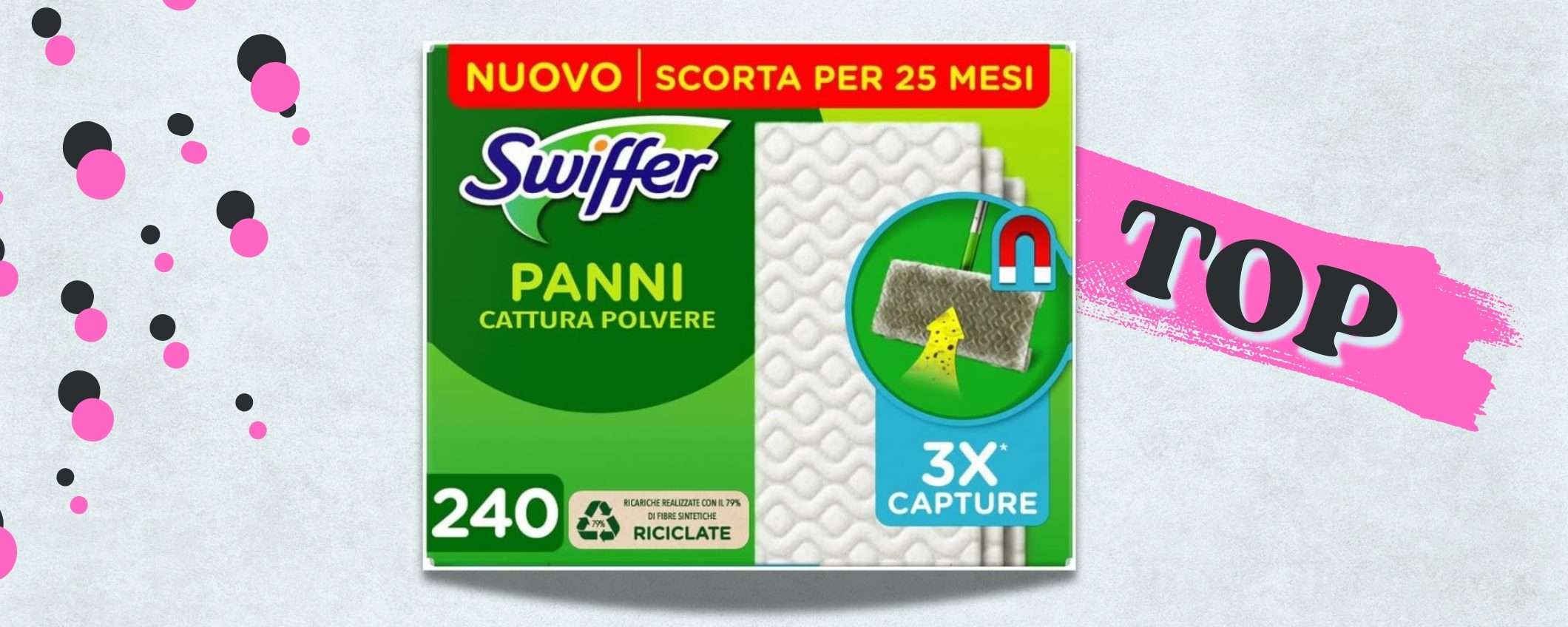 240 panni SWIFFER per dire addio alla polvere e peli, MEGA confezione 240 panni SWIFFER per dire addio alla polvere e peli, MEGA confezione