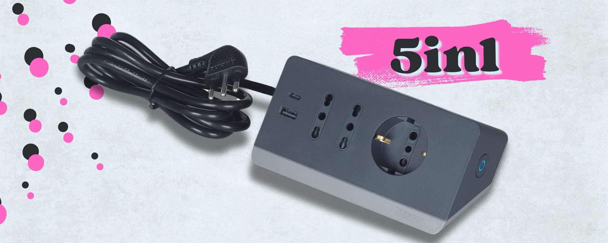 BTICINO multipresa 5 entrate con porte USB, FAVOLOSAMENTE comoda BTICINO multipresa 5 entrate con porte USB, FAVOLOSAMENTE comoda