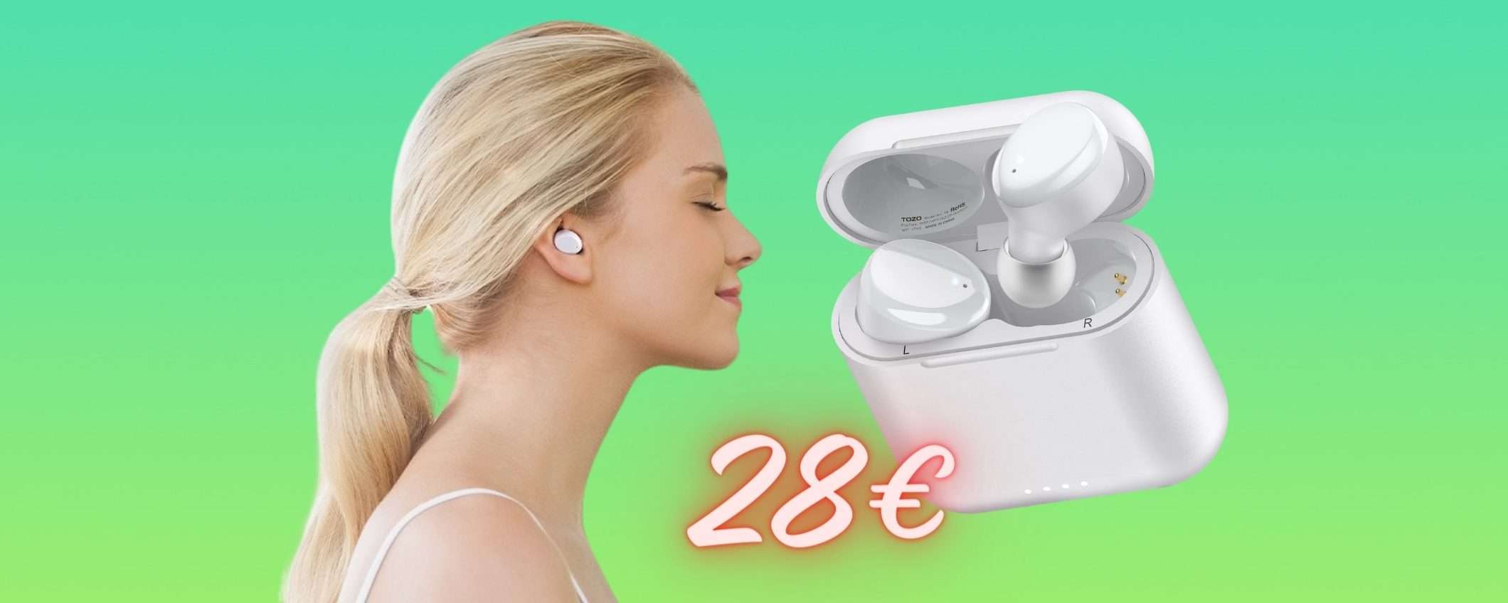 Auricolari wireless Tozo T6: 45 ore di audio, IPX8 e controlli touch (28€) Auricolari wireless Tozo T6: 45 ore di audio, IPX8 e controlli touch (28€)