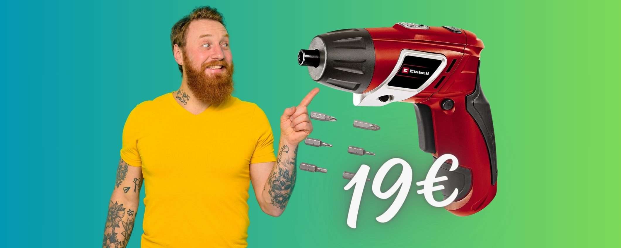 Avvitatore a batteria con rotazione e 6 inserti oggi tuo a SOLI 19€ Avvitatore a batteria con rotazione e 6 inserti oggi tuo a SOLI 19€