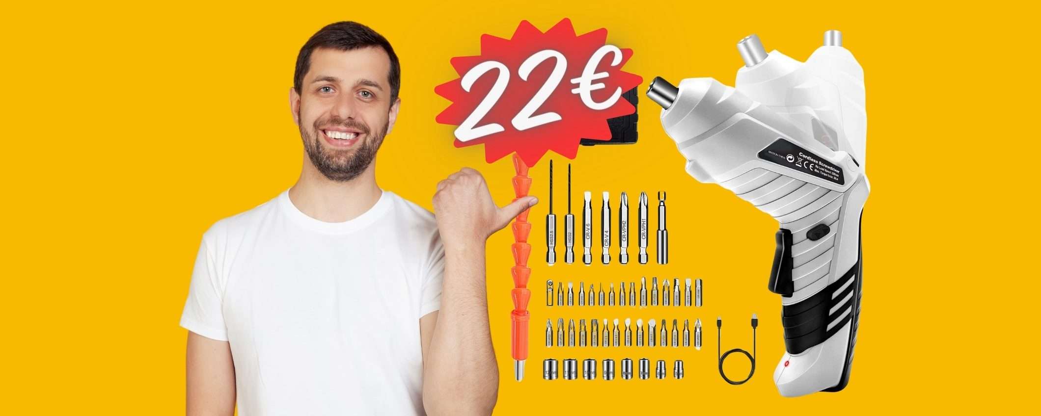 Avvitatore elettrico ricaricabile con tanti ACCESSORI a SOLI 22€ (Amazon) Avvitatore elettrico ricaricabile con tanti ACCESSORI a SOLI 22€ (Amazon)