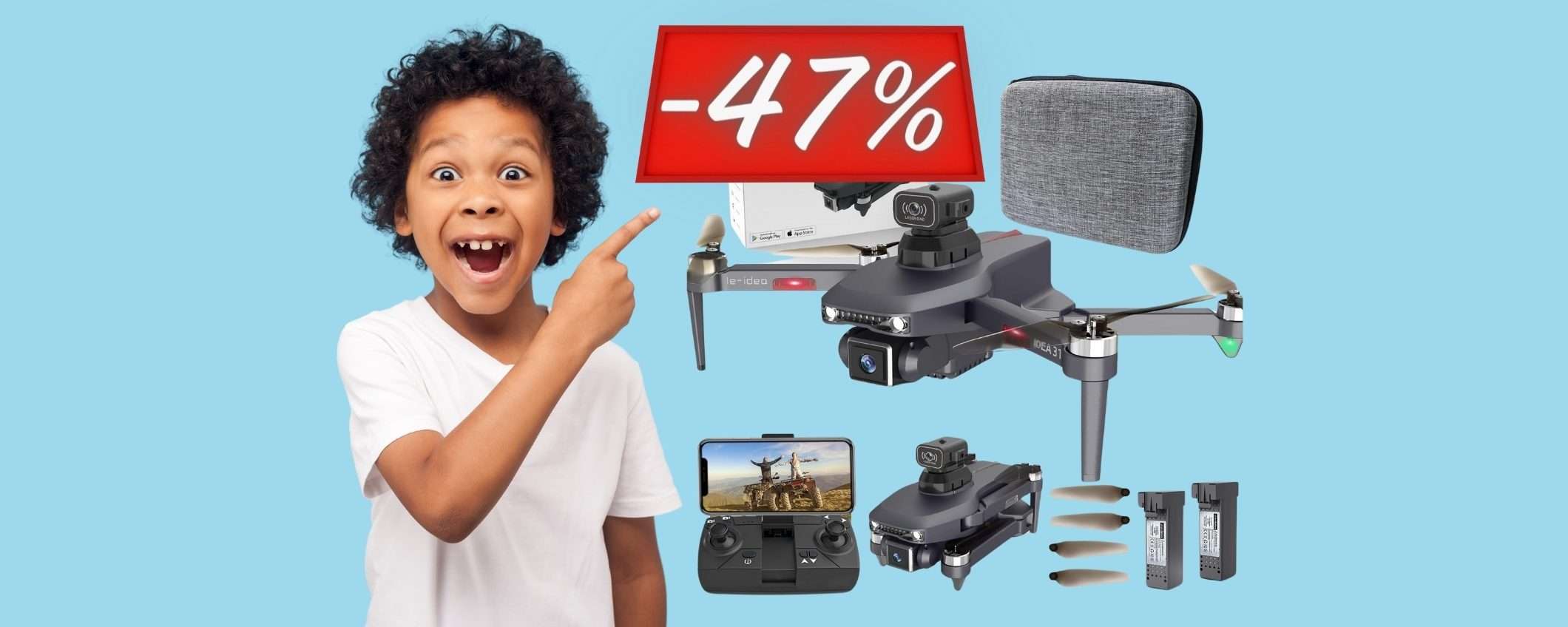 Se cerchi un BEL REGALO questo Drone con telecamera è PERFETTO (-47%) Se cerchi un BEL REGALO questo Drone con telecamera è PERFETTO (-47%)