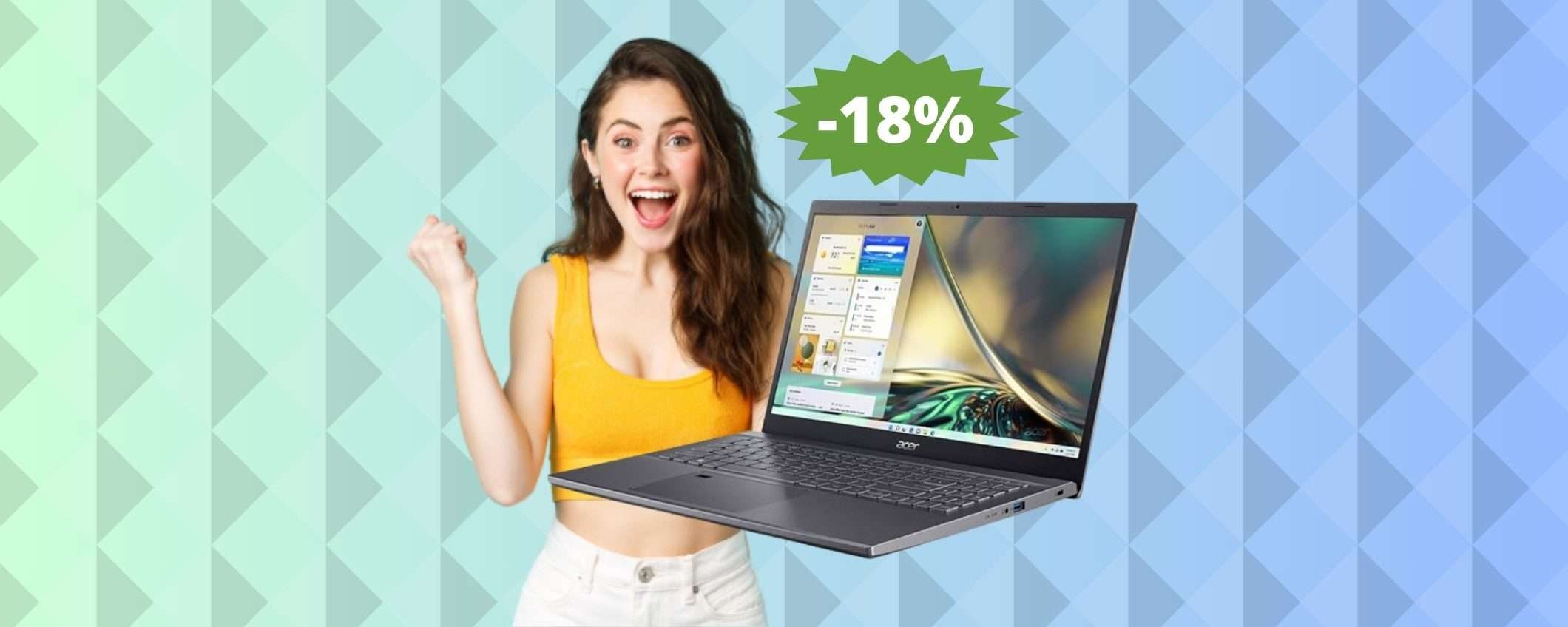 Acer Aspire 5: SCONTO di oltre 100 euro su Amazon (-18%) Acer Aspire 5: SCONTO di oltre 100 euro su Amazon (-18%)