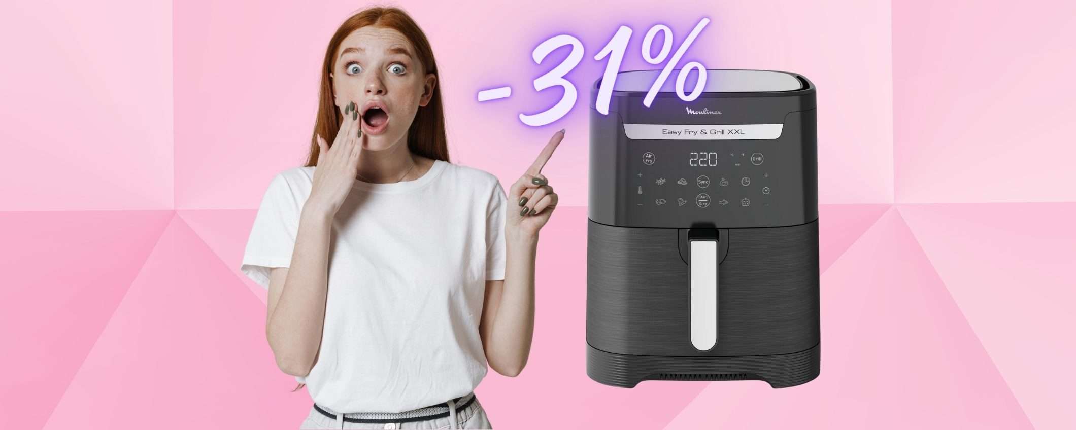 Cucina veloce e sana con la friggitrice ad aria Mulinex al 31% in MENO Cucina veloce e sana con la friggitrice ad aria Mulinex al 31% in MENO