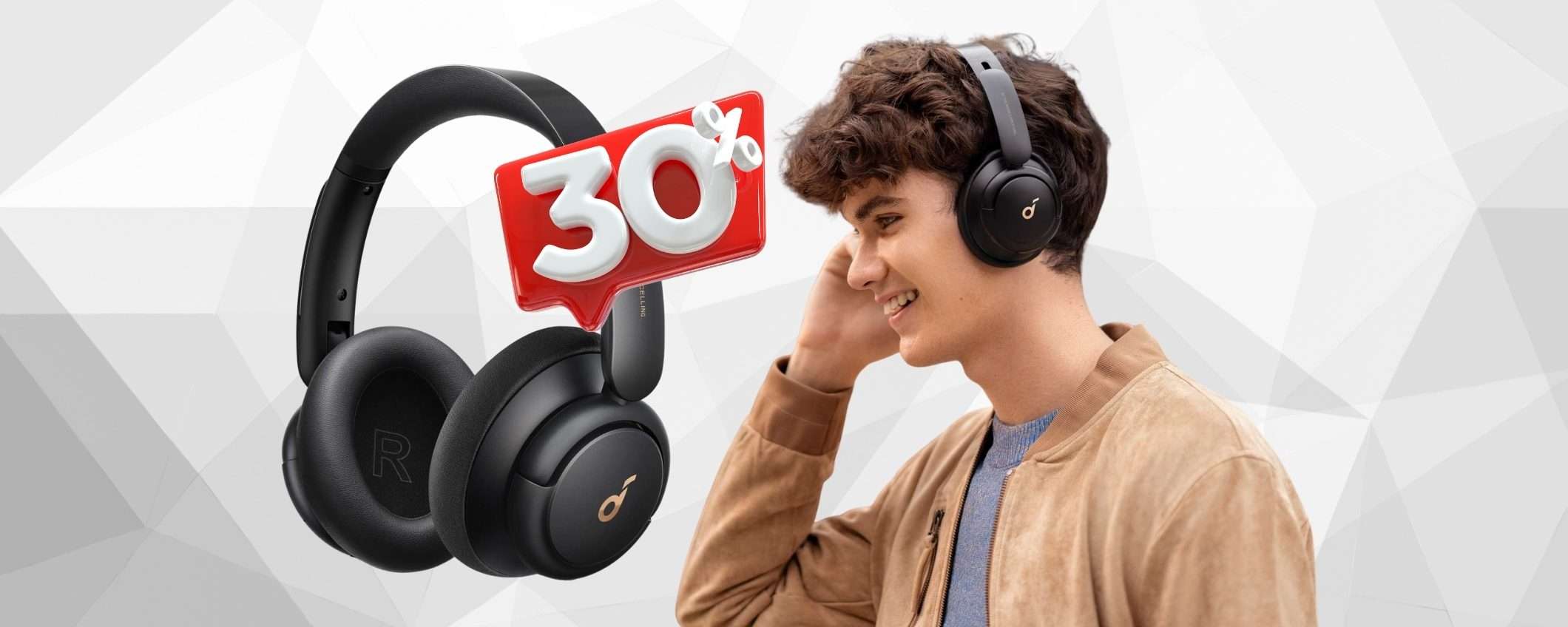 Cuffie Bluetooth da 40h e cancellazione del rumore in SCONTO del 30% Cuffie Bluetooth da 40h e cancellazione del rumore in SCONTO del 30%