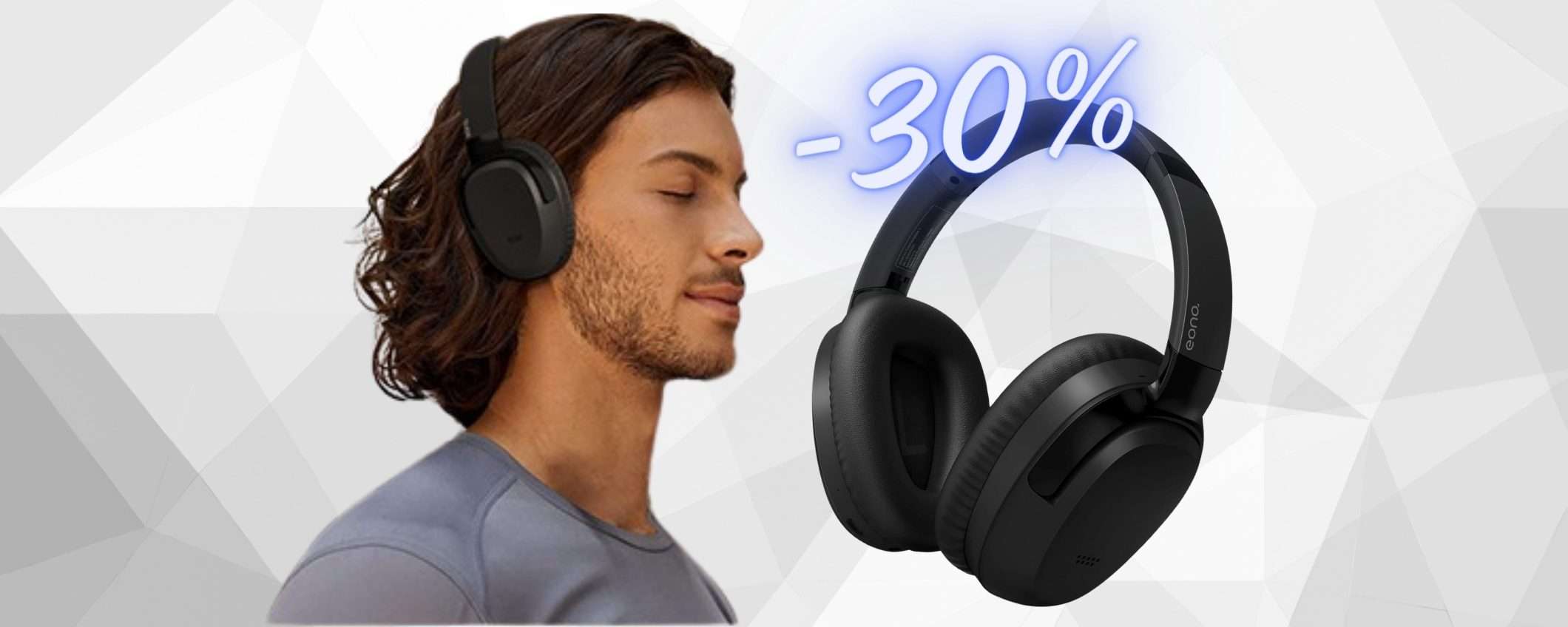 Cuffie wireless Eono con cancellazione rumore e 40h di audio al 30% Cuffie wireless Eono con cancellazione rumore e 40h di audio al 30%
