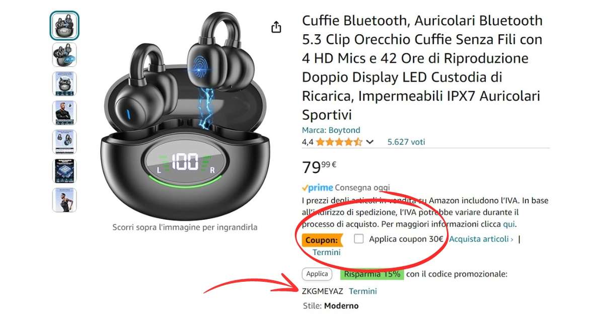 cuffiette-bluetooth-42h-autonomia-doppio-sconto-amazon-coupon