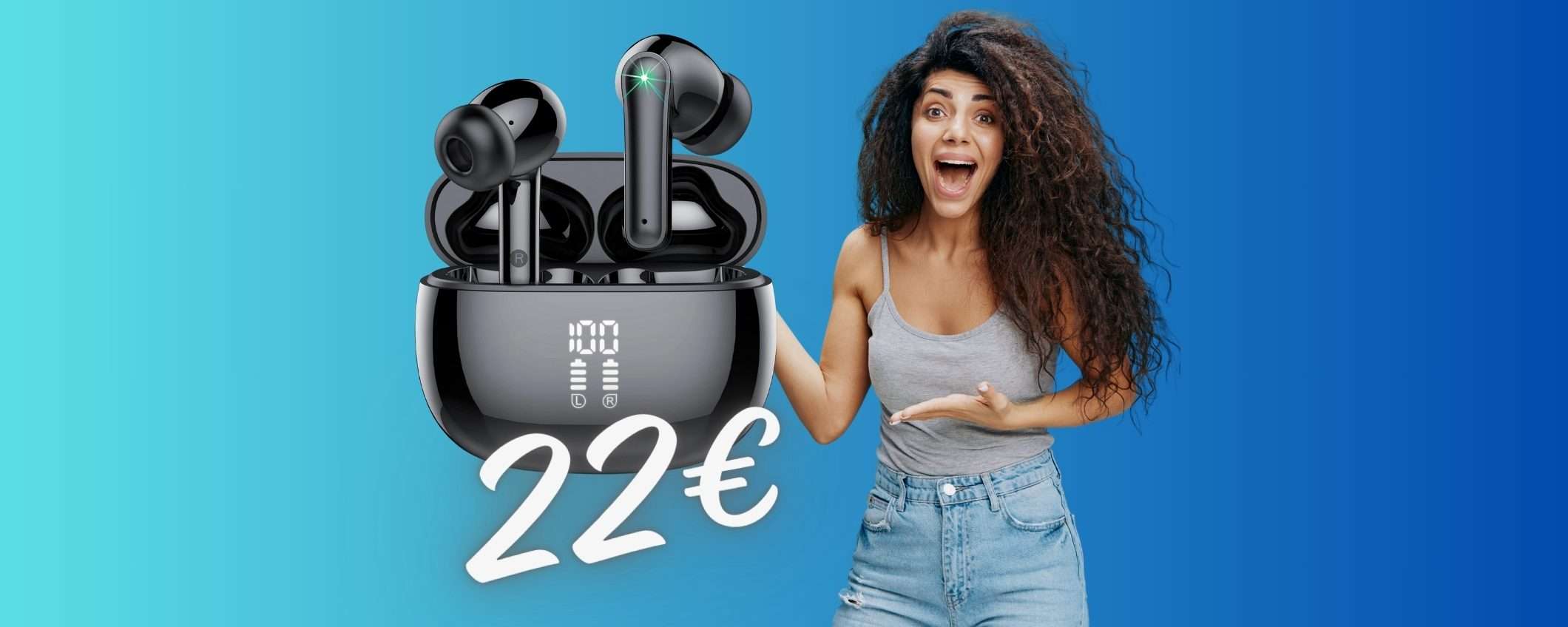 Cuffiette Bluetooth impermeabili, con 48h di suono a SOLI 22€ (-71%) Cuffiette Bluetooth impermeabili, con 48h di suono a SOLI 22€ (-71%)