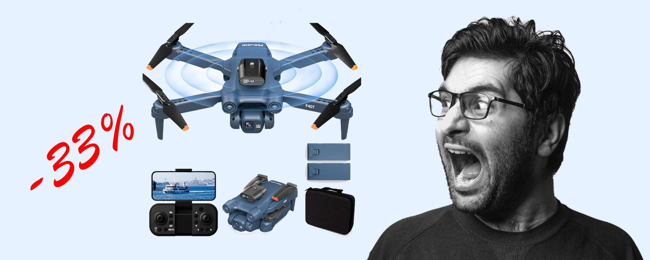 Drone con telecamera 4K UHD: sconto BOMBA del 33% Drone con telecamera 4K UHD: sconto BOMBA del 33%