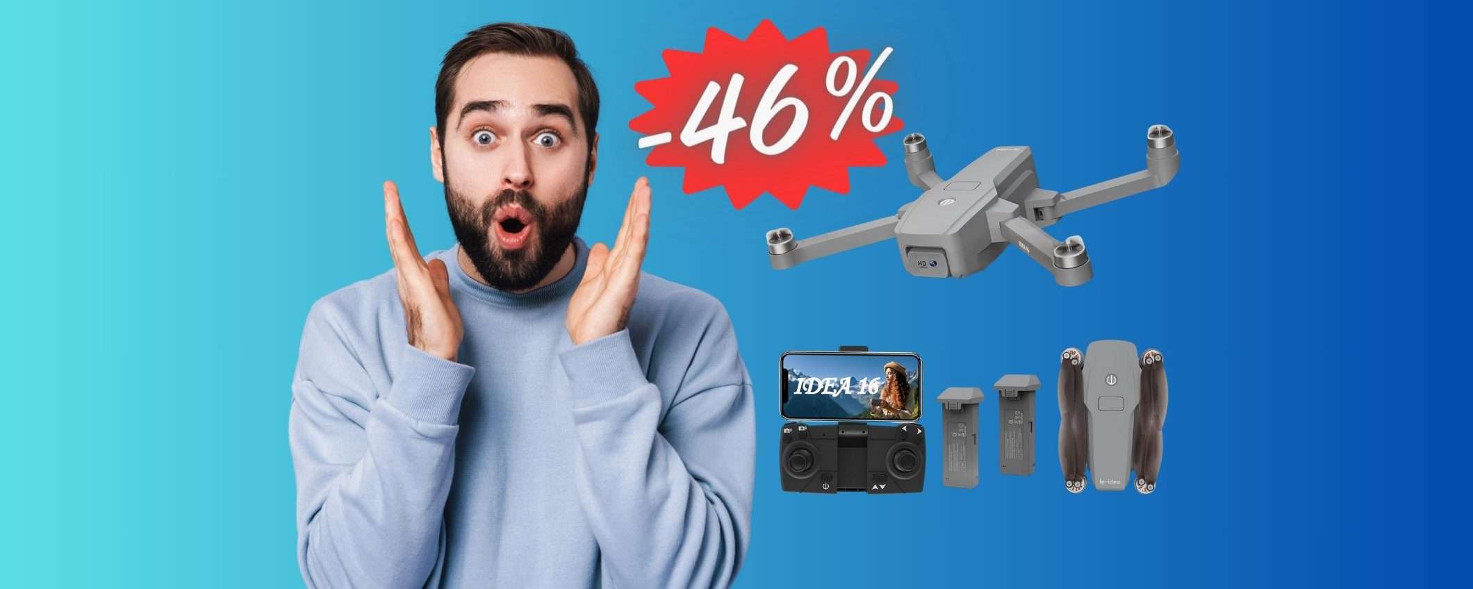 Drone con telecamera con velocità di volo a 40 Km/h e super batteria (-46%) Drone con telecamera con velocità di volo a 40 Km/h e super batteria (-46%)