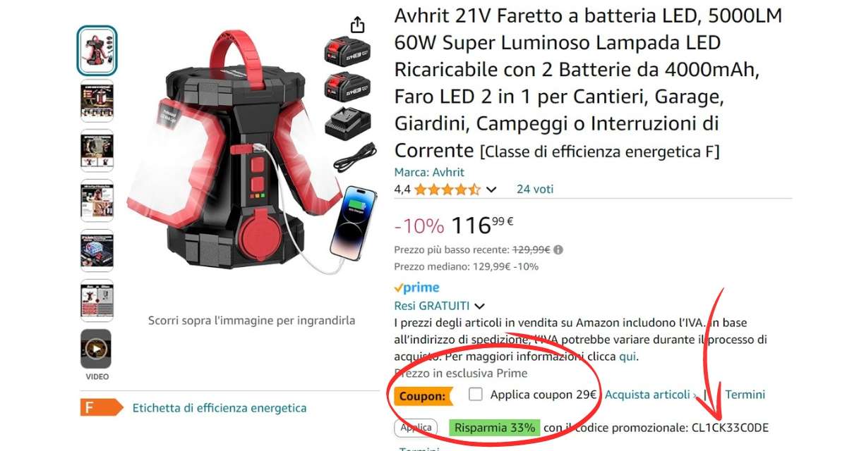 faretto-portatile-funziona-power-bank-2-batterie-solo-49e-coupon
