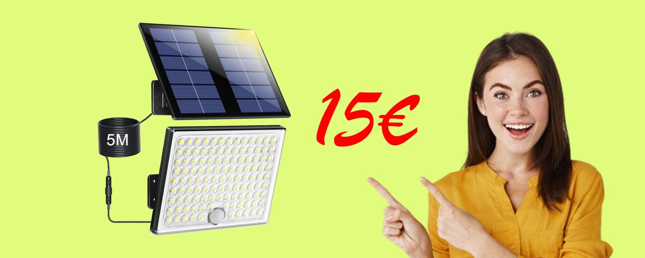 Faretto solare a LED da esterno: OFFERTISSIMA a soli 15€! Faretto solare a LED da esterno: OFFERTISSIMA a soli 15€!
