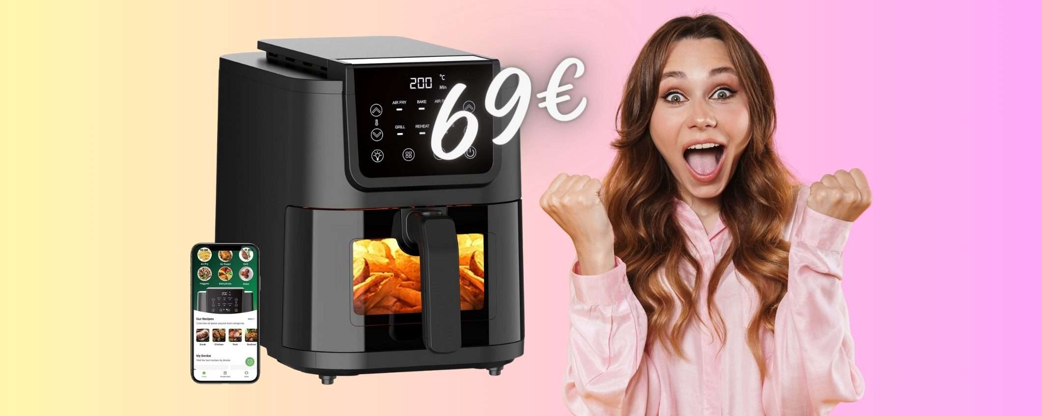 Friggitrice ad aria da 5 litri e 6 programmi tua a SOLI 69€ su Amazon Friggitrice ad aria da 5 litri e 6 programmi tua a SOLI 69€ su Amazon