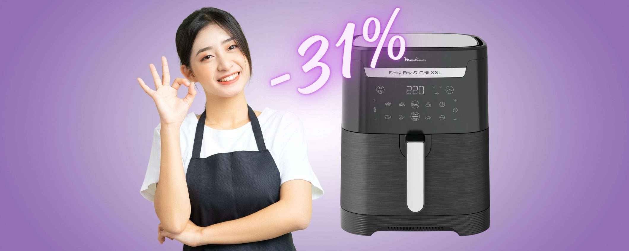 Friggitrice ad aria con cestello da 6,5 a doppio scomparto (-31% Amazon) Friggitrice ad aria con cestello da 6,5 a doppio scomparto (-31% Amazon)