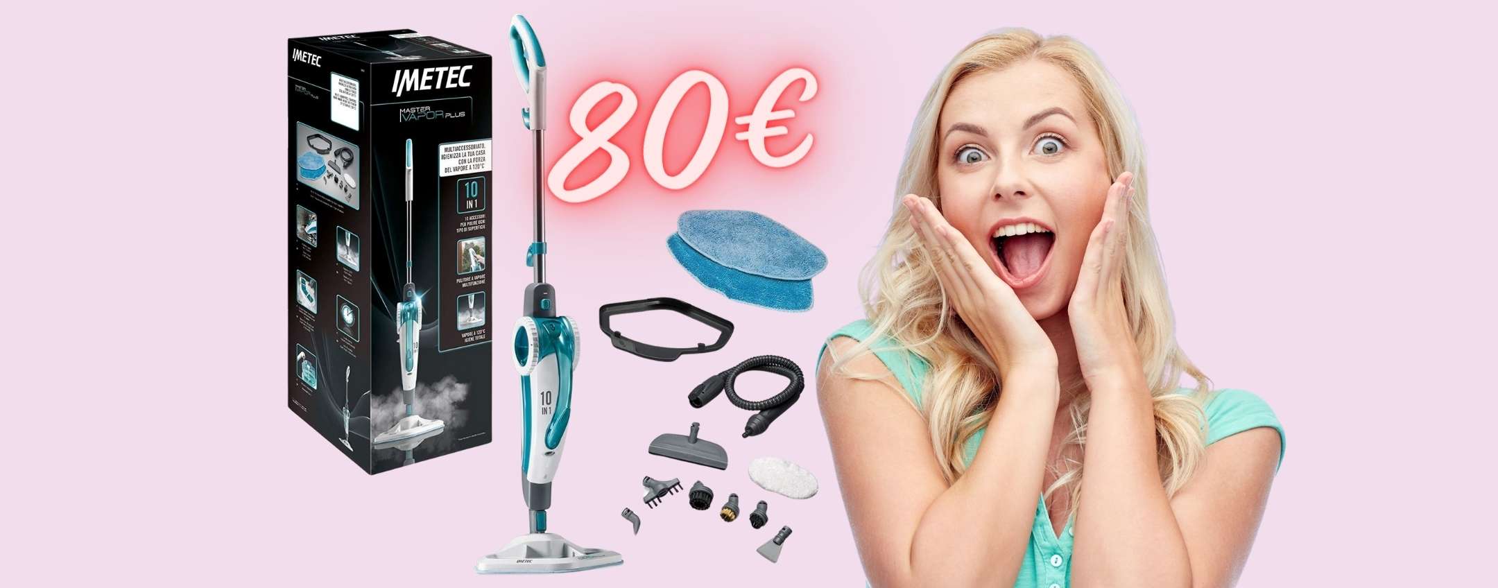 Lavapavimenti A Vapore Princess SteamMotion Plus – 30g/min, 2 Livelli, 520 Ml, LED E Spegnimento Automatico!