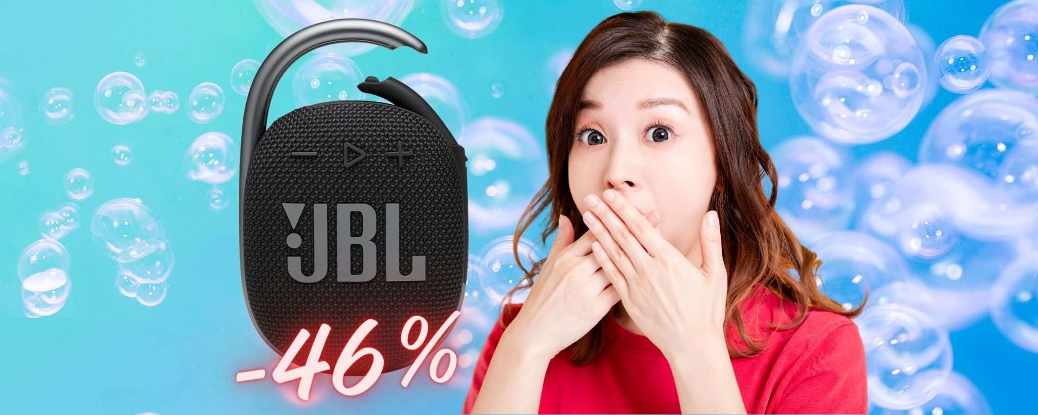 JBL CLIP 4: lo speaker Bluetooth portatile in SCONTO del 46% su Amazon JBL CLIP 4: lo speaker Bluetooth portatile in SCONTO del 46% su Amazon