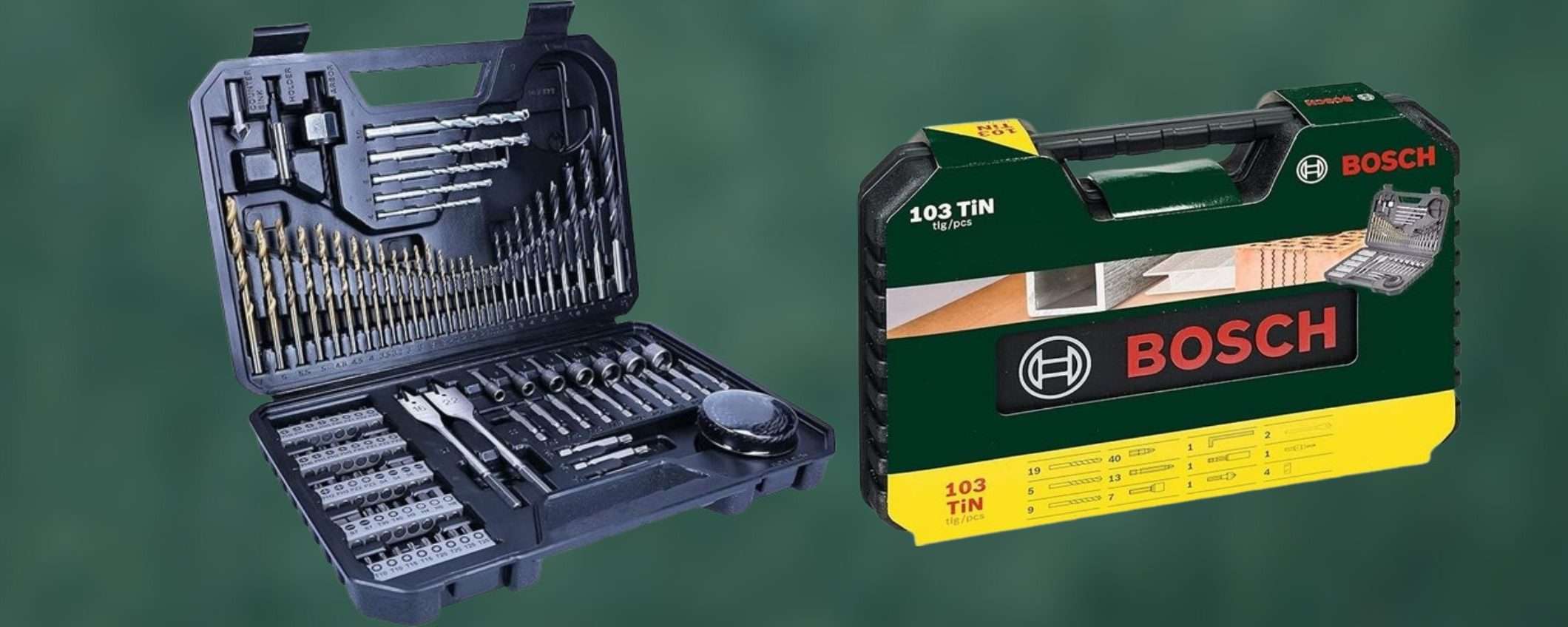 Bosch: l'ESCLUSIVO kit 103 in 1 è su Amazon a prezzo da favola (24€) Bosch: l'ESCLUSIVO kit 103 in 1 è su Amazon a prezzo da favola (24€)