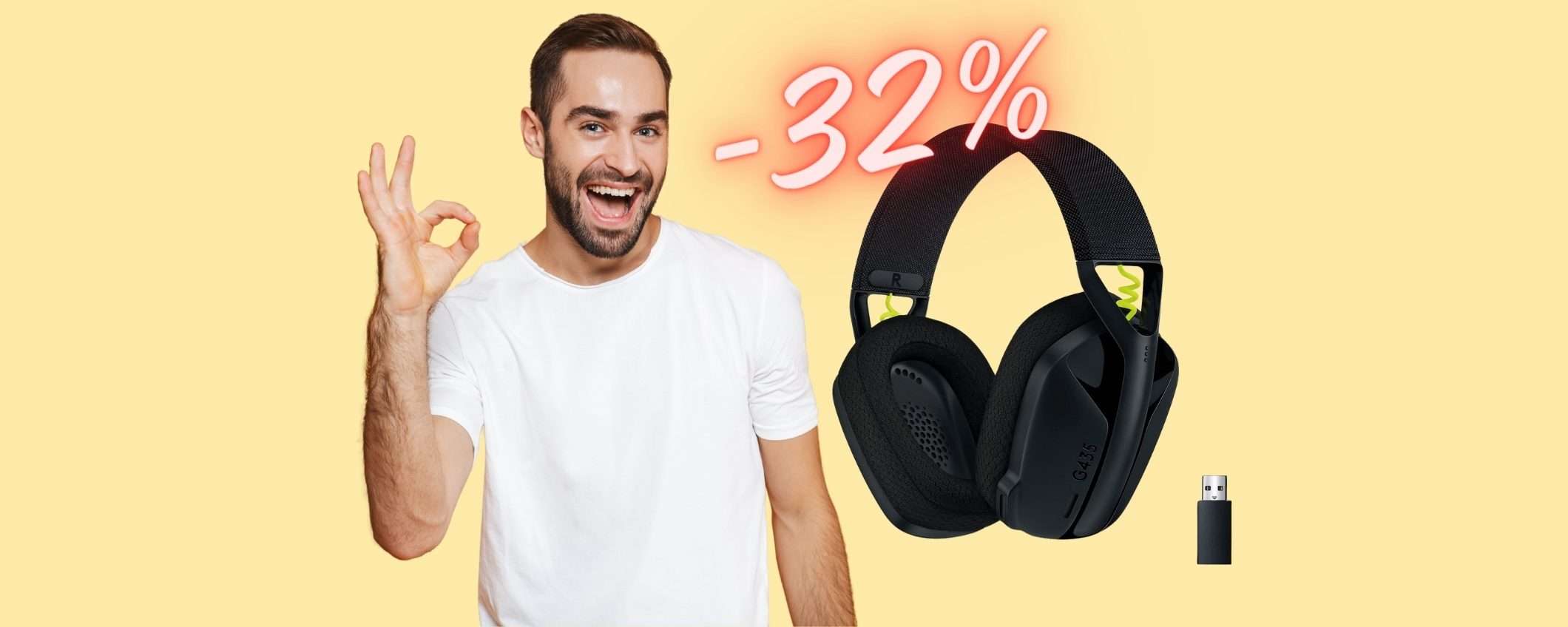 Logitech G435: cuffie wireless da Gaming per PC, consolle e mobile (32%) Logitech G435: cuffie wireless da Gaming per PC, consolle e mobile (32%)