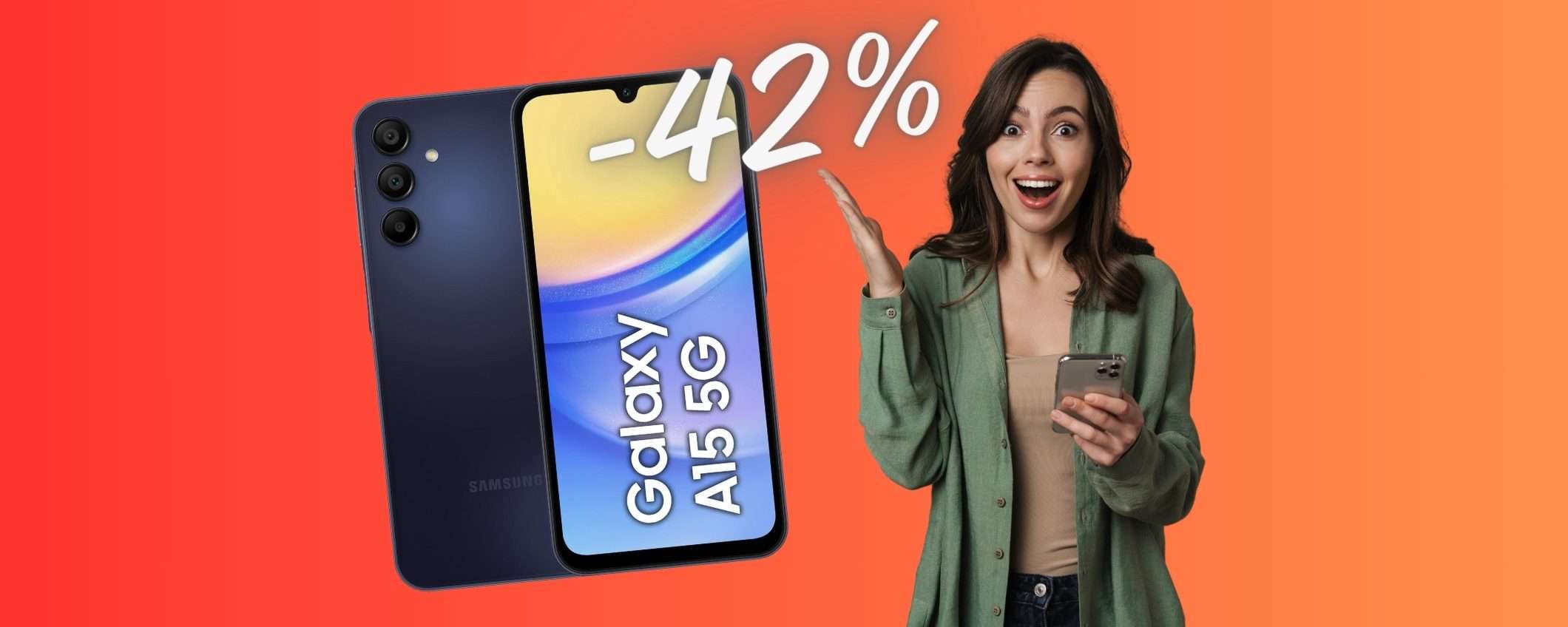 MEGA SCONTO del 42% su Amazon per Samsung Galaxy A15 5G da 128GB MEGA SCONTO del 42% su Amazon per Samsung Galaxy A15 5G da 128GB