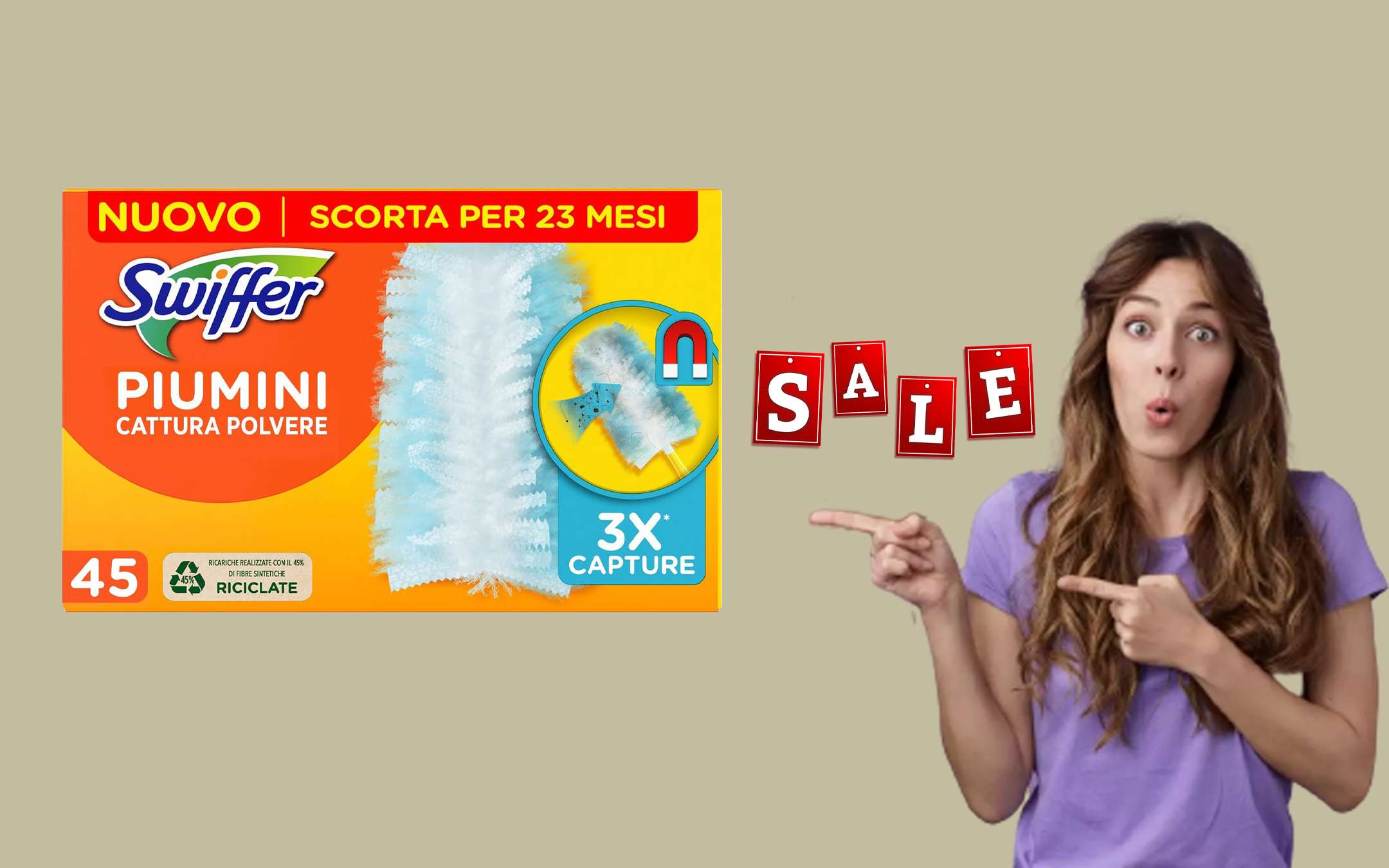 Starter Kit catturapolvere per mobili Swiffer DUSTER verde 1 SK + 5