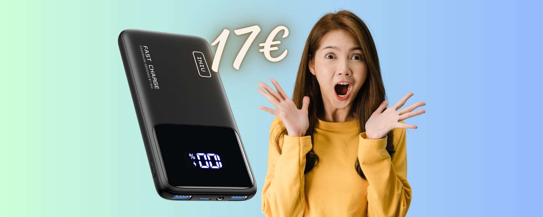 Power Bank con ricarica velocissima e capacità da 10000mAh a SOLI 17€ Power Bank con ricarica velocissima e capacità da 10000mAh a SOLI 17€