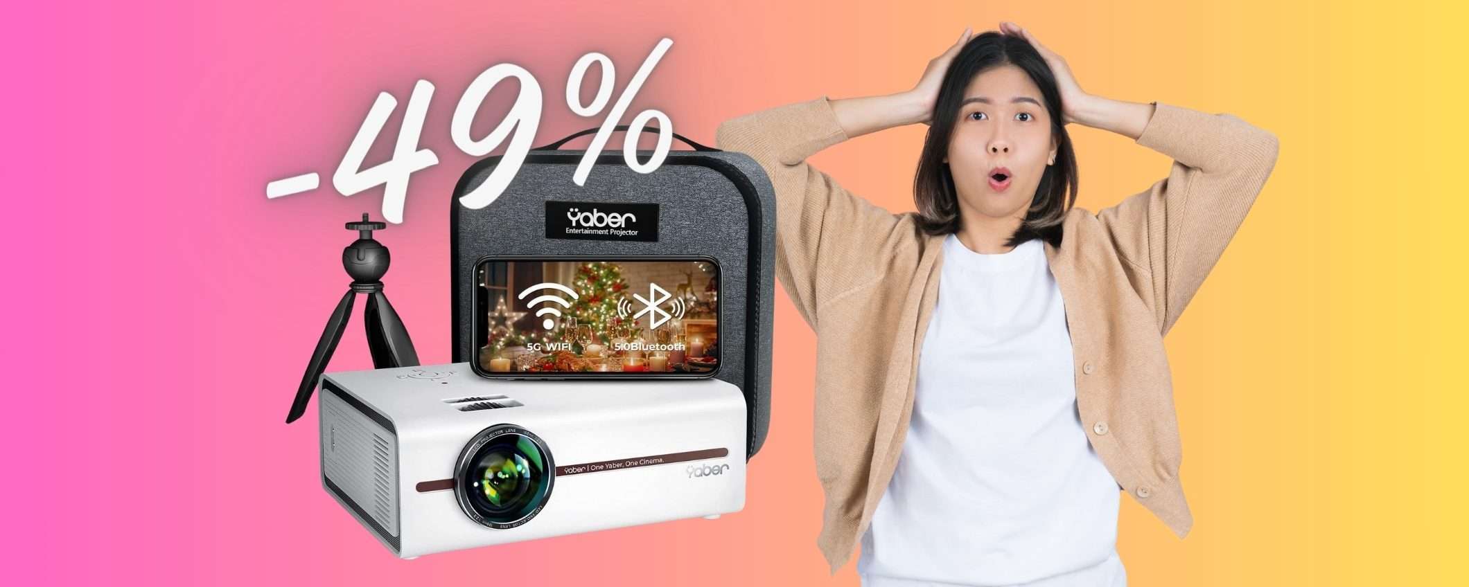 Proiettore WiFi FHD con borsa e treppiede in SCONTO al 49% su Amazon Proiettore WiFi FHD con borsa e treppiede in SCONTO al 49% su Amazon