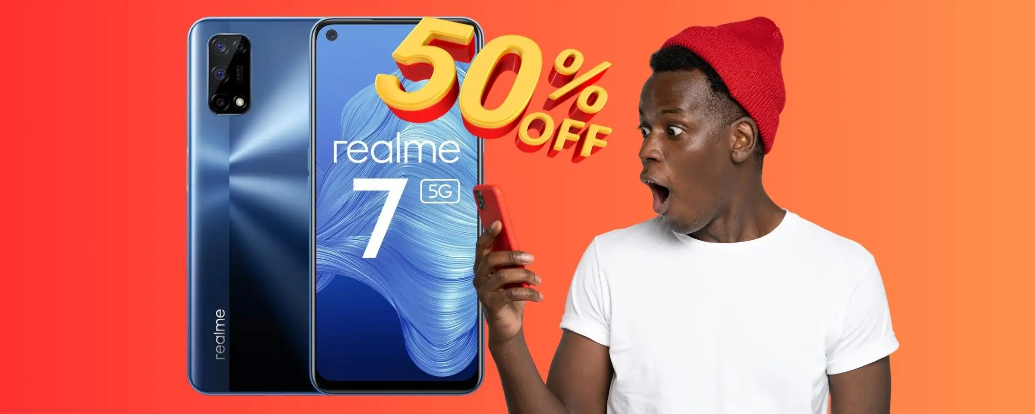 Realme 7 5G da 128GB con fotocamera quadrupla a METÀ PREZZO su Amazon Realme 7 5G da 128GB con fotocamera quadrupla a METÀ PREZZO su Amazon