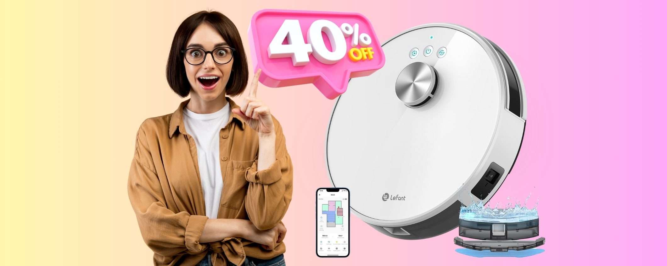 Robot che aspira e lava i pavimenti a PREZZO SHOCK, oggi RISPARMI 120€ Robot che aspira e lava i pavimenti a PREZZO SHOCK, oggi RISPARMI 120€