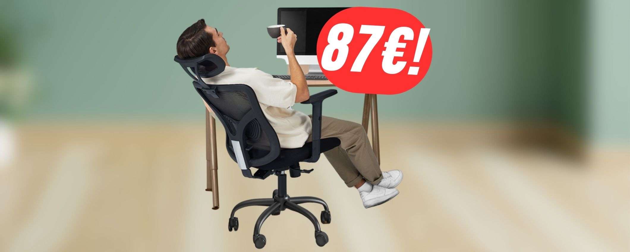 Sedia ergonomica a soli 87€ per una postura perfetta grazie al COUPON! Sedia ergonomica a soli 87€ per una postura perfetta grazie al COUPON!