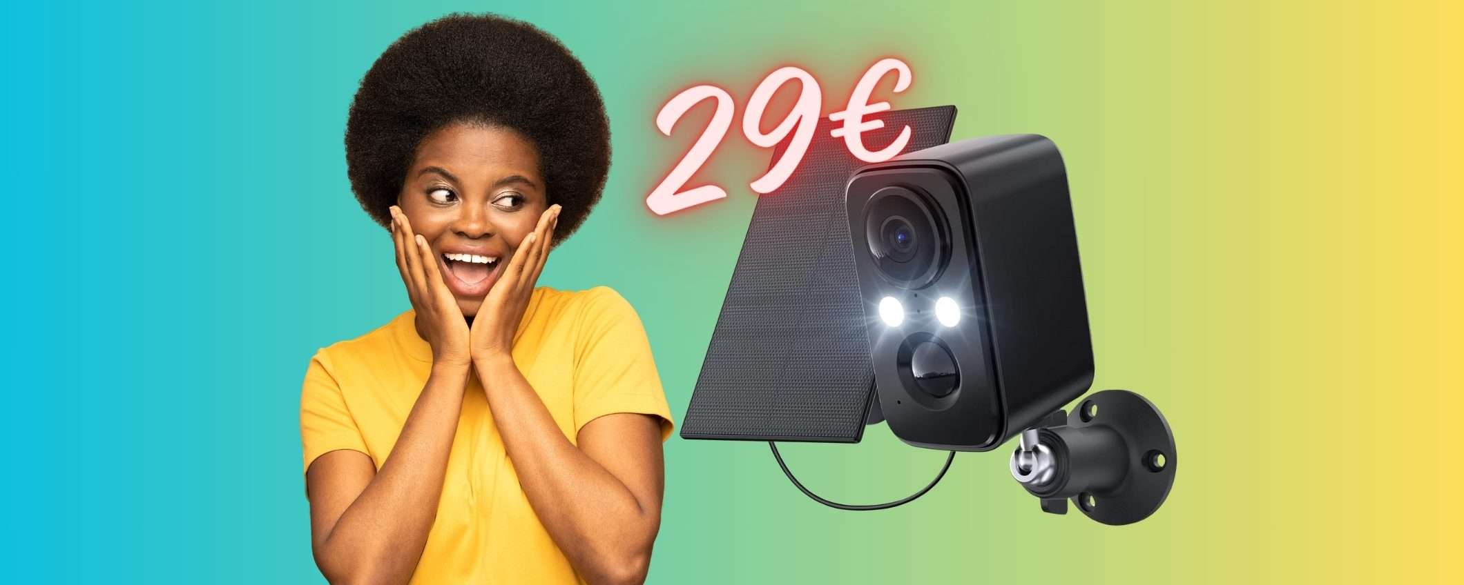 SOLO 29€ per questa videocamera di sicurezza con pannello solare (50%) SOLO 29€ per questa videocamera di sicurezza con pannello solare (50%)