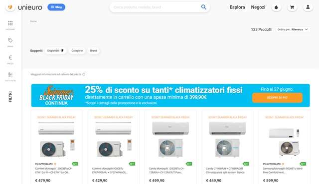 summer black friday unieuro condizionatori
