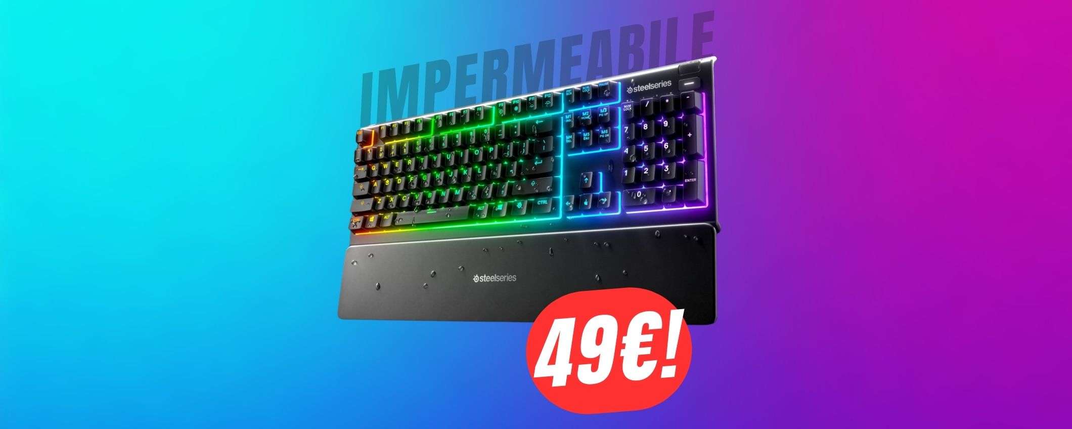 Questa TASTIERA da GAMING (impermeabile) con poggiapolsi crolla ad appena 49€! Questa TASTIERA da GAMING (impermeabile) con poggiapolsi crolla ad appena 49€!